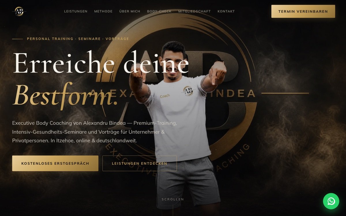 Webseite von Executive Body Coaching auf dem Laptop