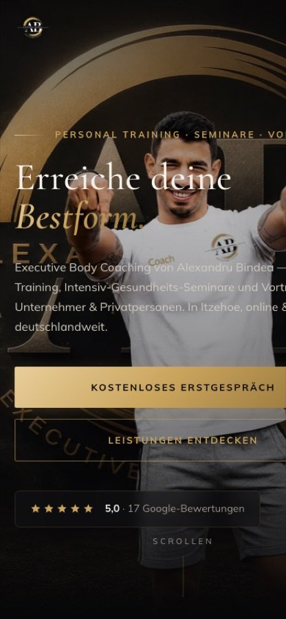 Mobile Ansicht der Webseite von Executive Body Coaching