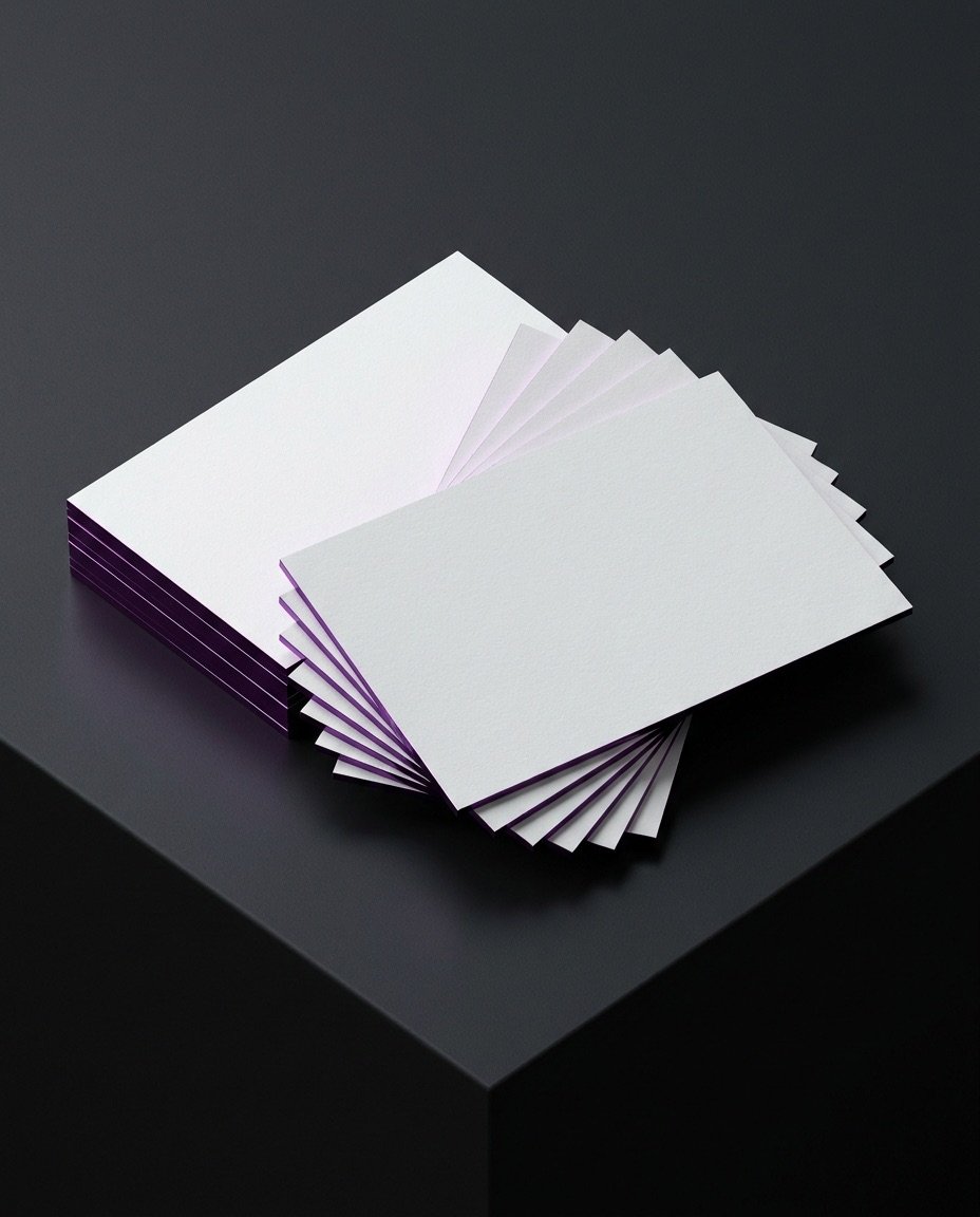 Weiße minimalistische Visitenkarten mit Folienprägung